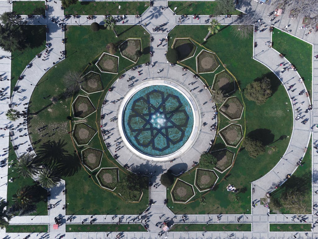 Aerial View of Sultanahmed Park in Istanbul, Turkey